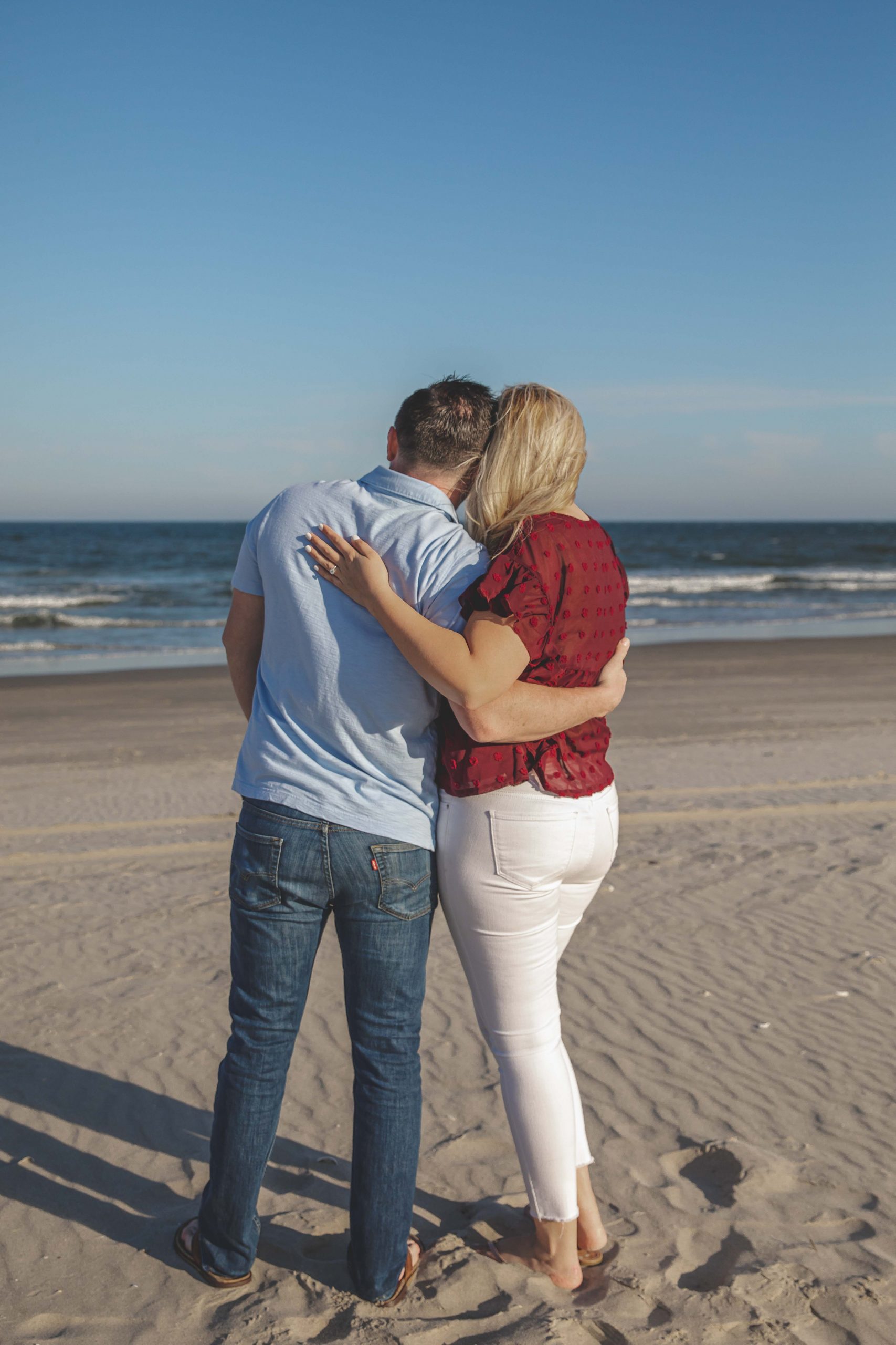 couple enagaged on beach