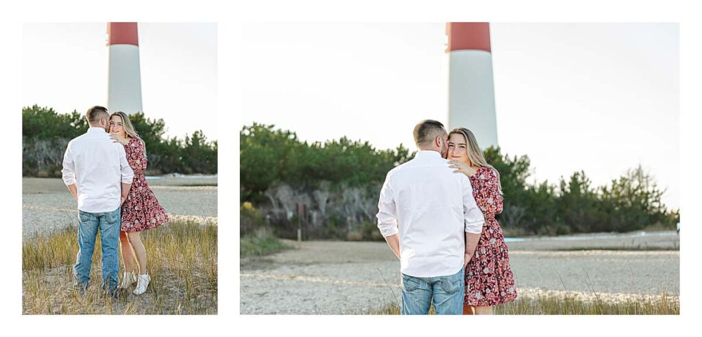 engaged couple at Barnegat state park