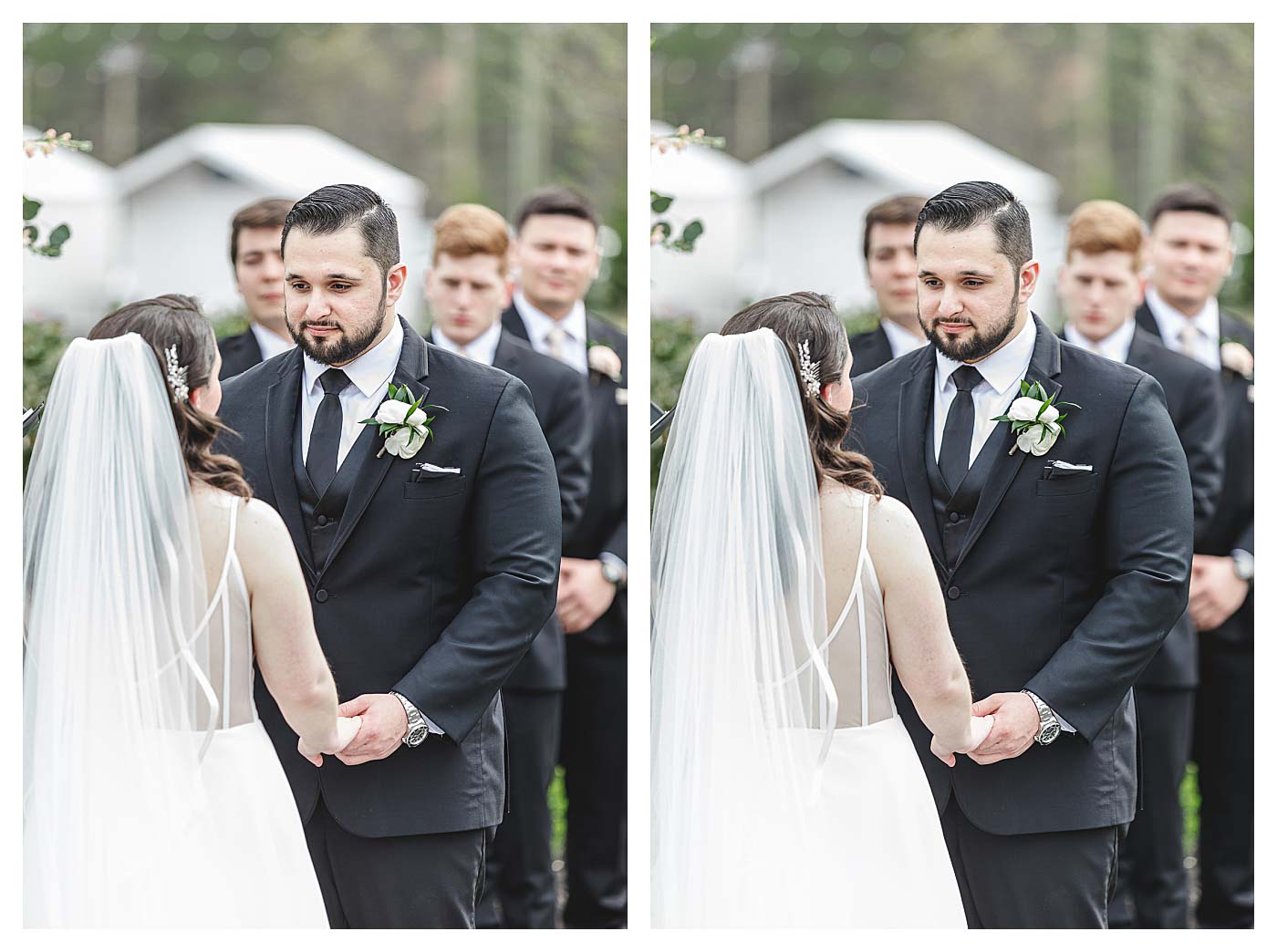 groom looking at bride