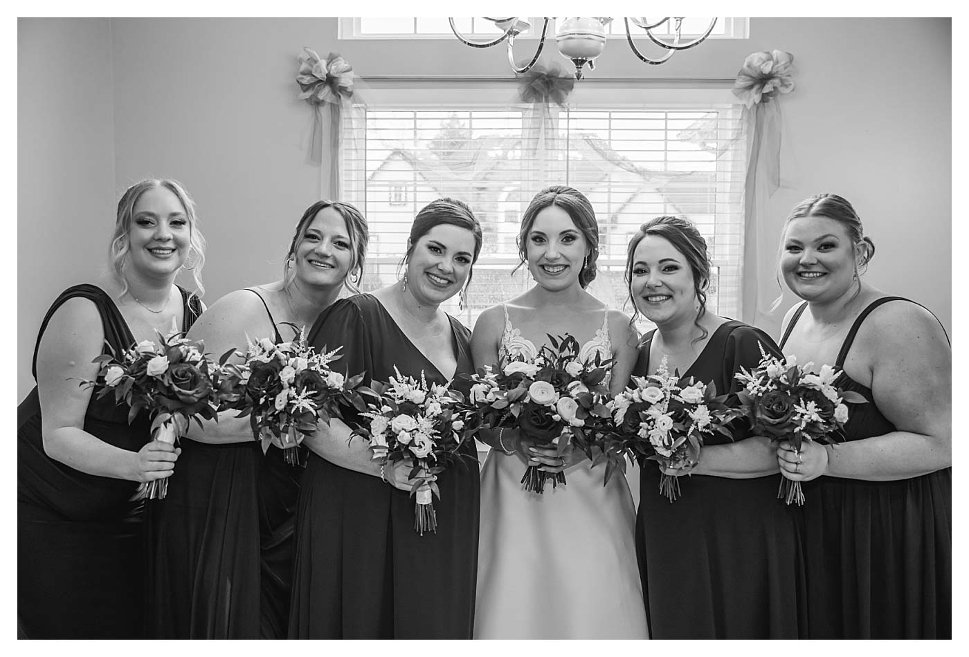 black and white bridal party