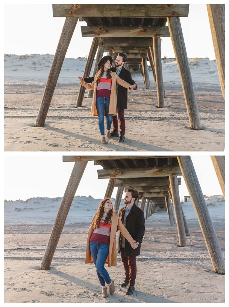 dancing under the avalon pier Avalon Beach Engagement Session 