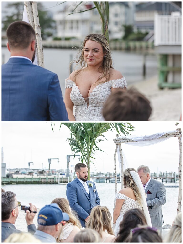 wedding couple saying vows brant beach yacht club