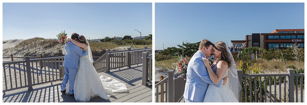 Lauren and Zach enjoying each other right after their first look on the morning of their wedding in Avalon NJ