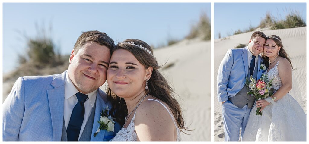 Lauren and Zach smiling the day of their wedding at Avalon, NJ