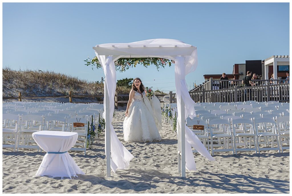 Lauren standing near where her beach ceremony was going to be in Avalon NJ