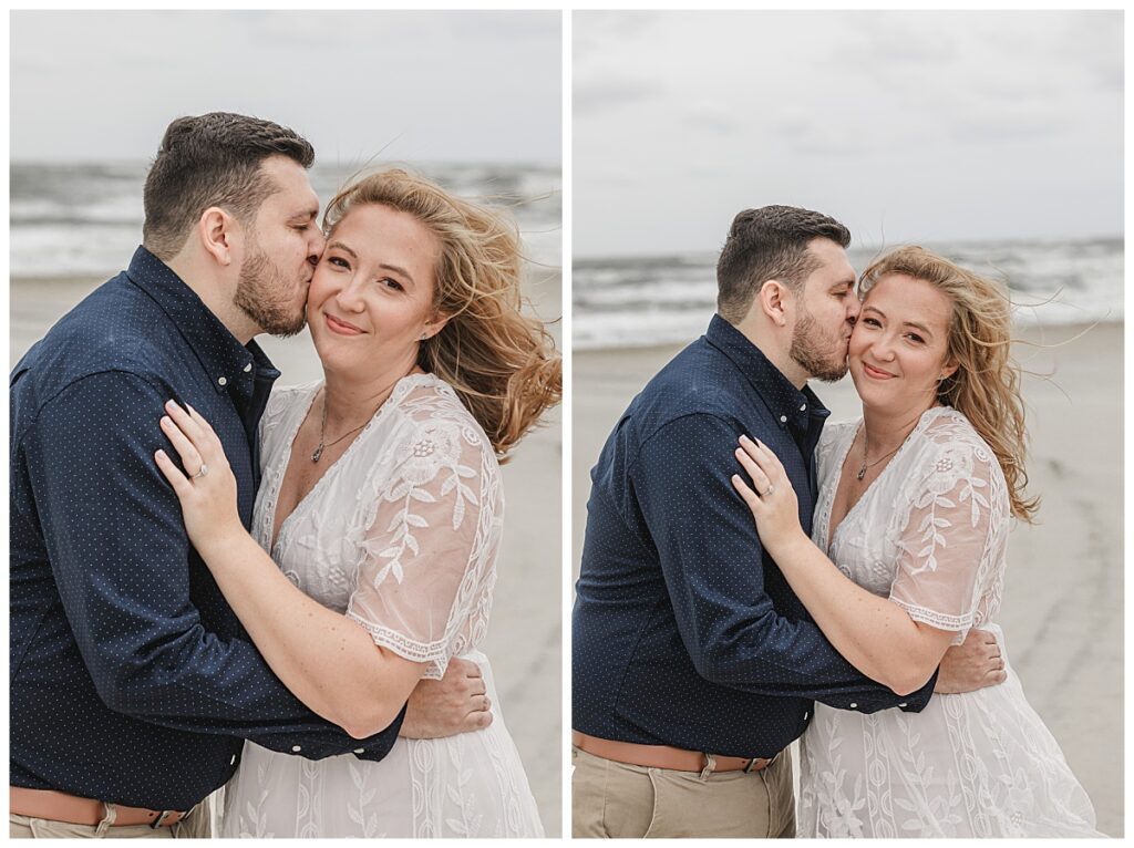 windy engagement session in ocean city