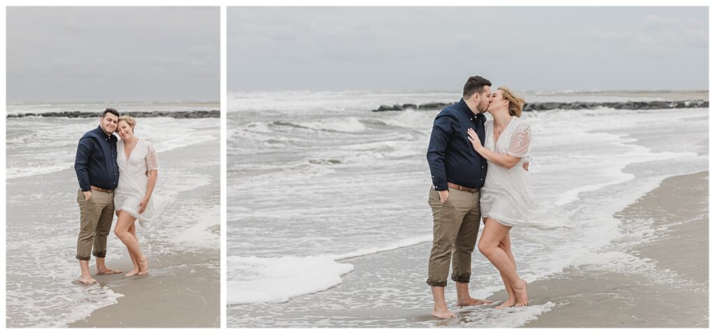 couple kissing on beach