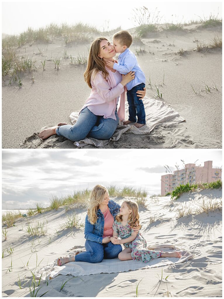 mommy and me photography sessions on beach in ocean city nj