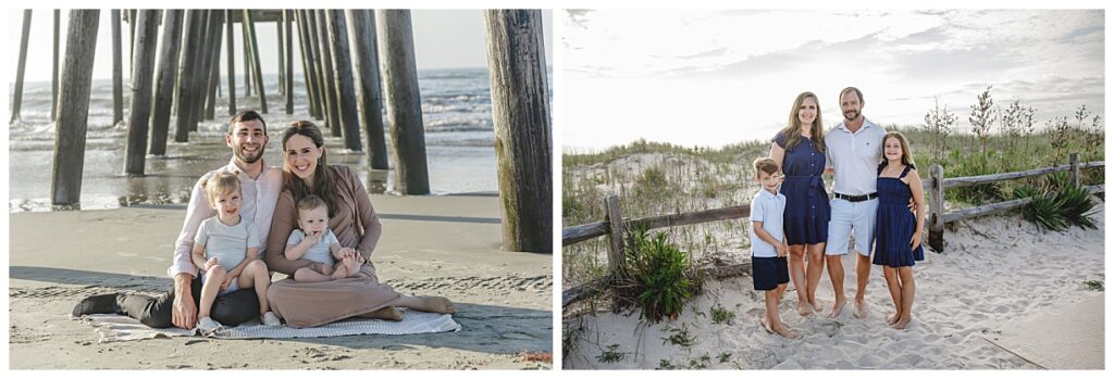 Families in Ocean City NJ on beach for their family session.