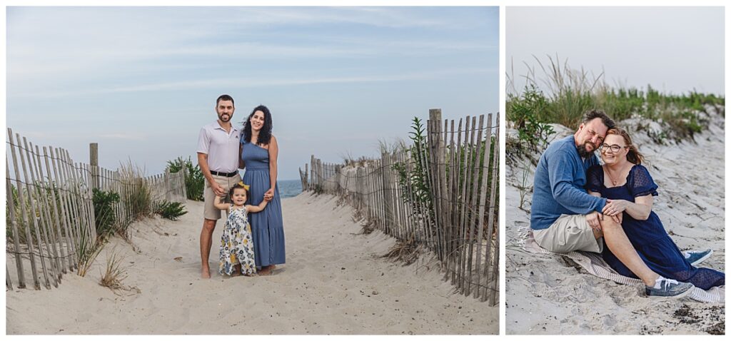 Family standing on beach for their family beach session in Beach Haven, Nj
