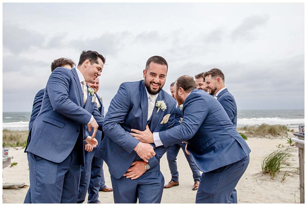 groom and his groomsmen on Long beach Island, NJ