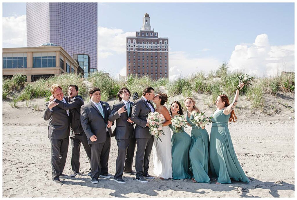 wedding party on beach in atlantic city