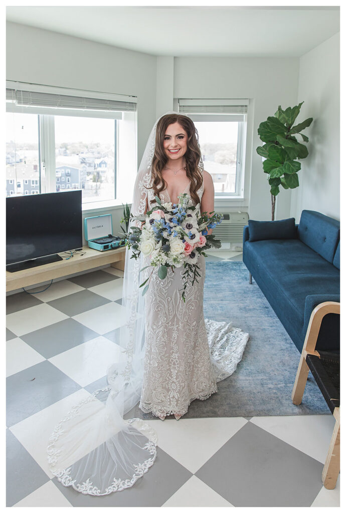 bride in getting ready suite at the asbury hotel 