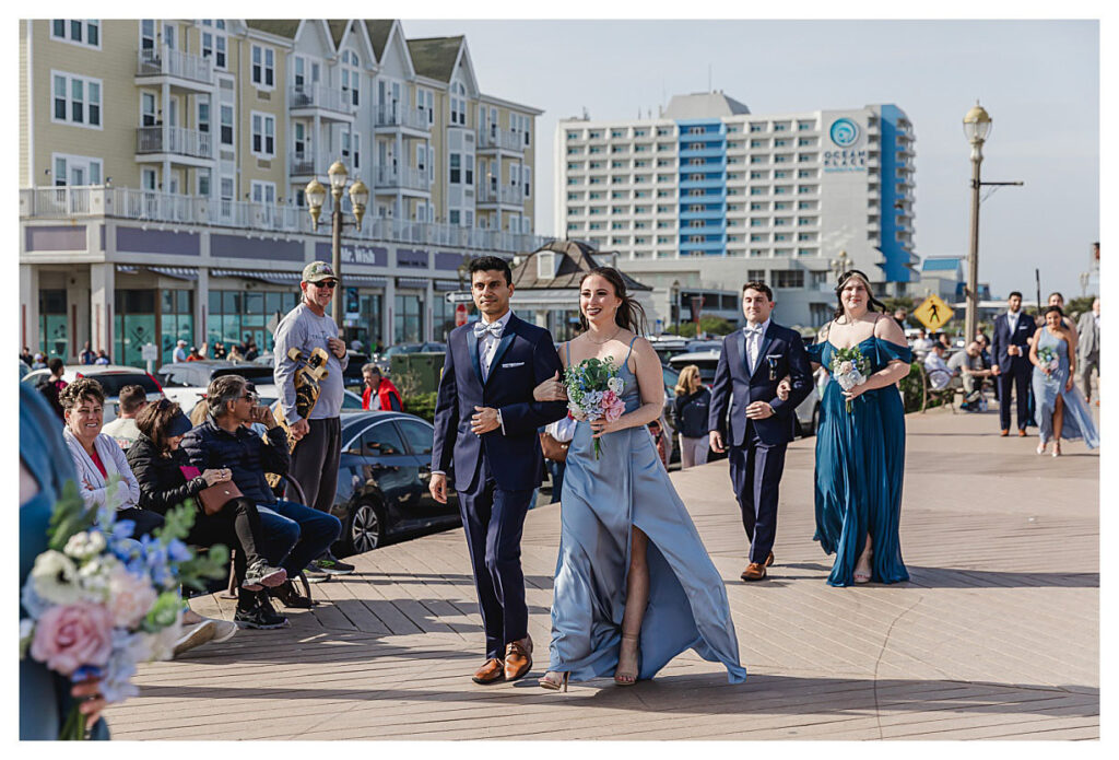 bridesmaids walking to ceremony