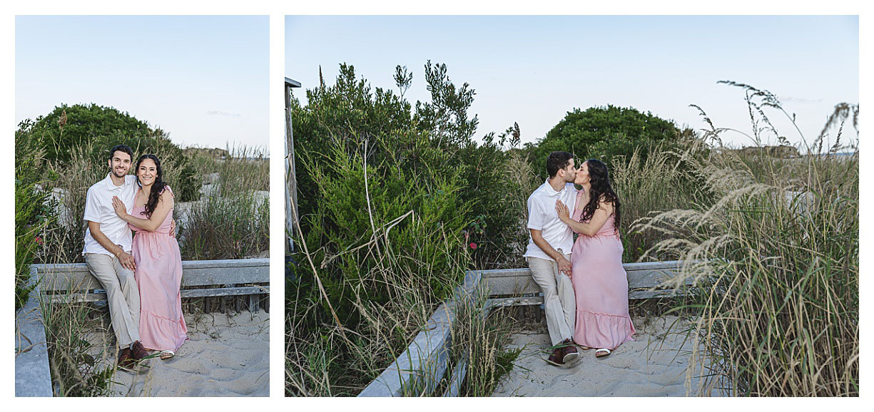 couple kissing on beach in cape may