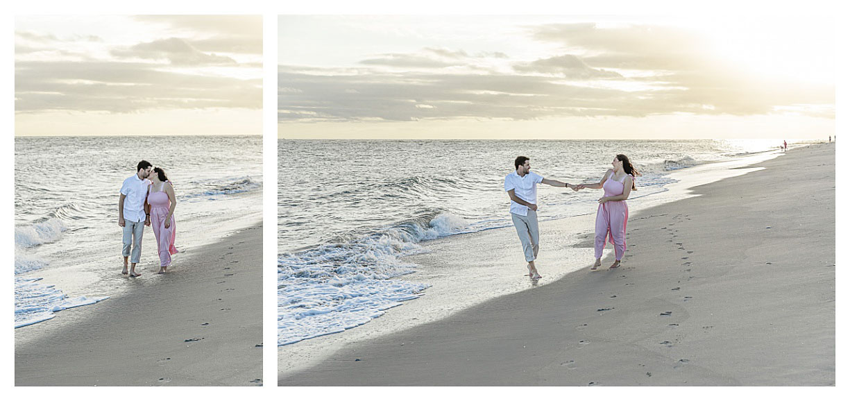 couple frockling on the beach