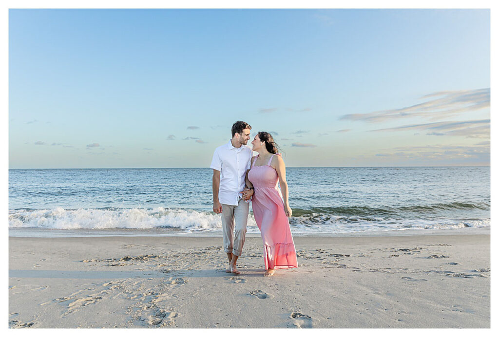 Cape May beach engagement photos at sunset