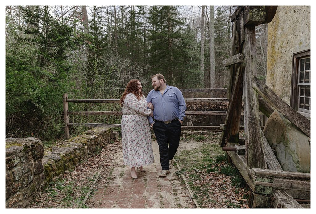 couple walking during their engagement session