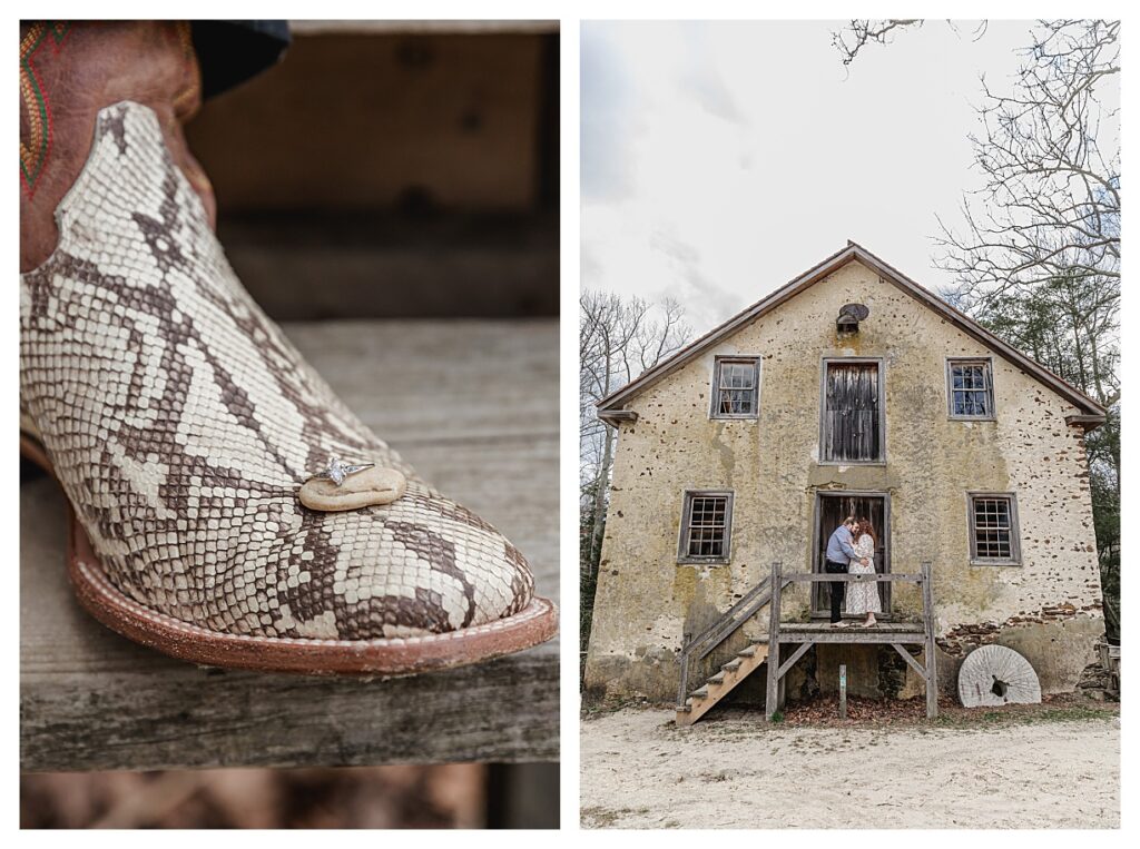 engagment ring on a cowboy boot