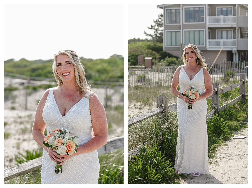 Bride on beach in Ocean city, NJ