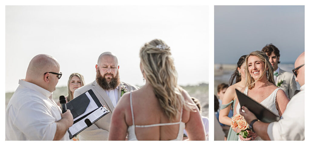 couple saying their wedding vows on beach in ocean city nj