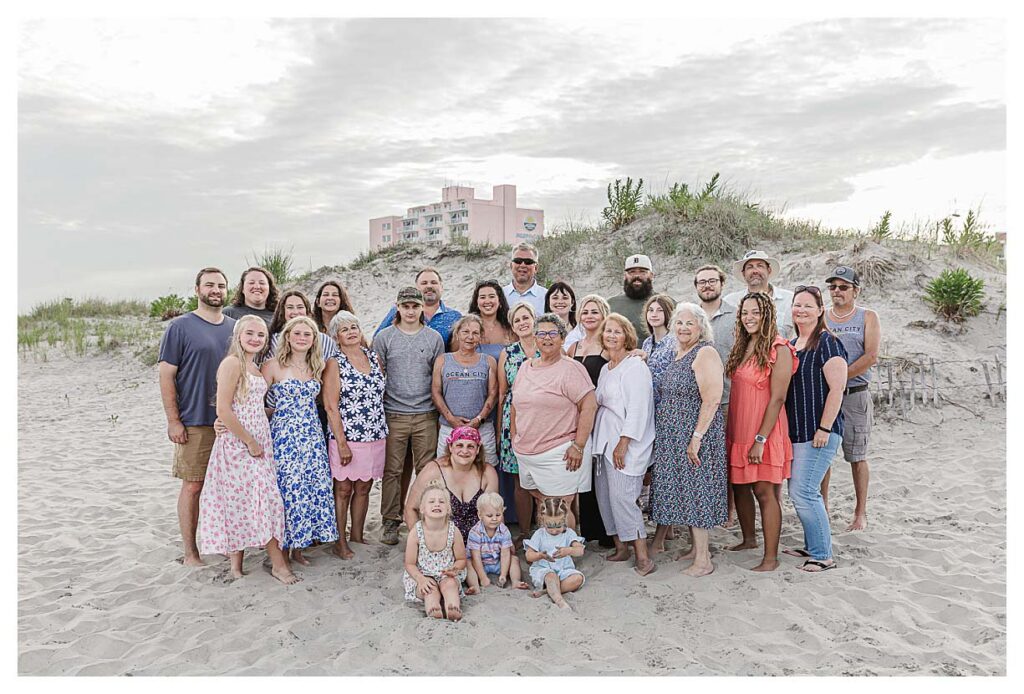 large family on the beach in ocean city