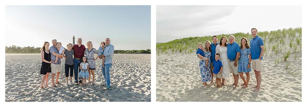 families getting their photos taken on the beach in ocean city. 