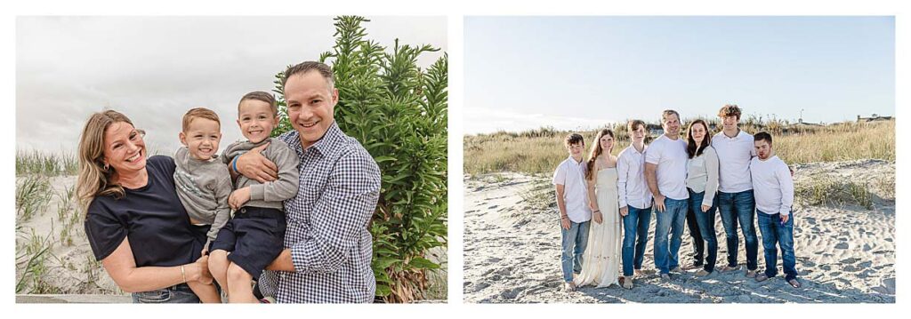 families getting their session done on the beach