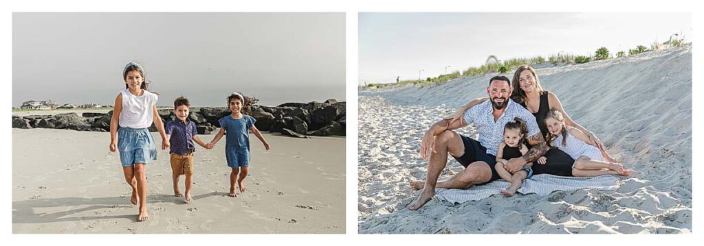 Couples sitting and walking on the beach in South Jersey for their beach session