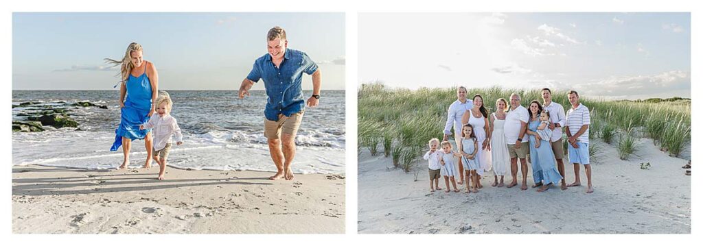 families on the beach in south jersey for their beach sessions