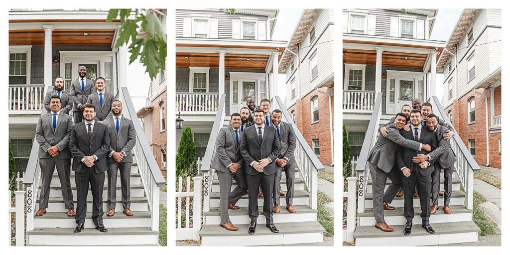 groom and groomsmen photos in ocean city nj for a fall coastal wedding