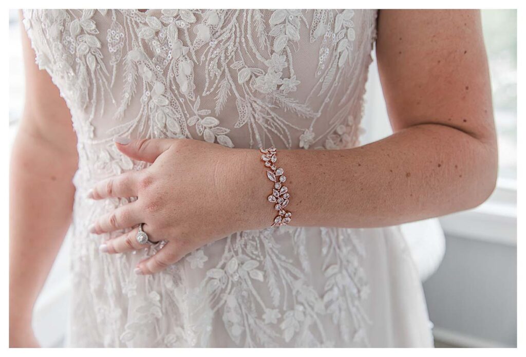 bride getting ready for a fall costal wedding in ocean city nj