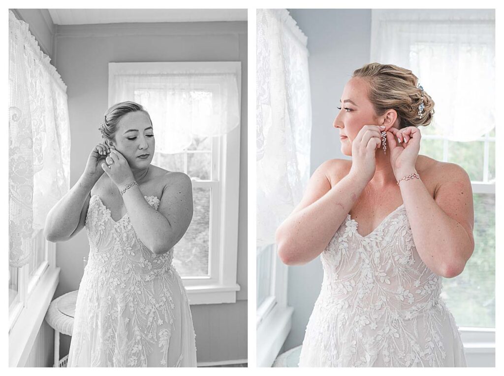 A fall coastal wedding bridal poses at the jersey shore