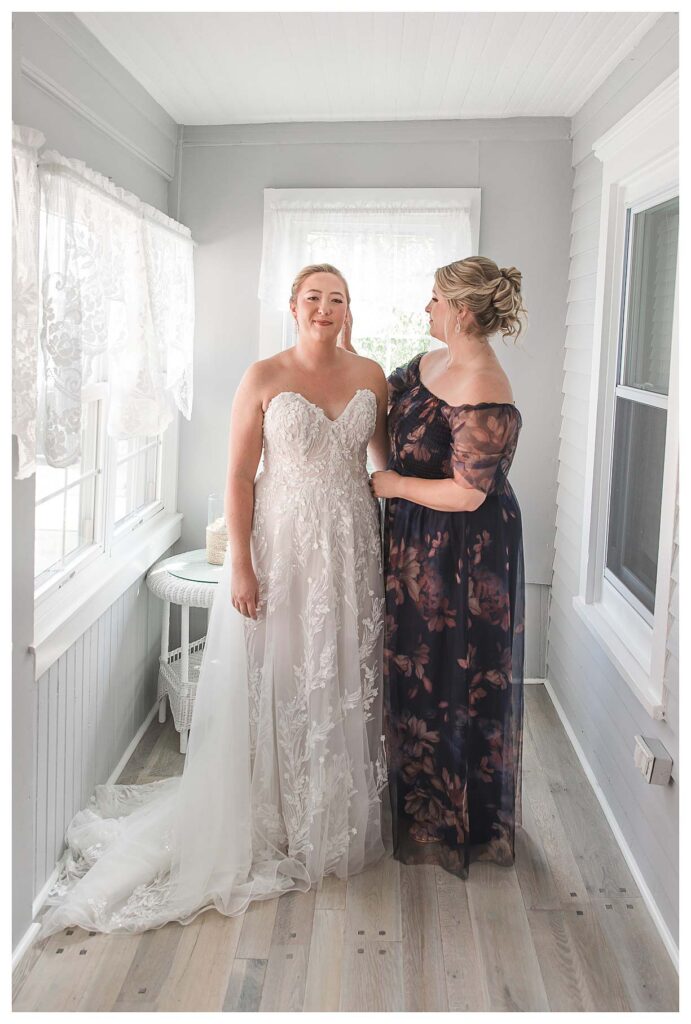 A fall coastal wedding bridal poses at the jersey shore