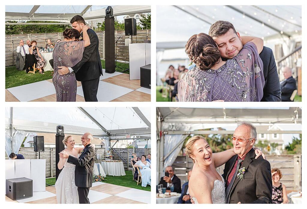 parent dances at the fall beach wedding at the jersey shore