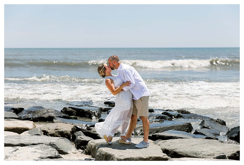 “Ocean City NJ wedding photographer capturing beach wedding at sunset”