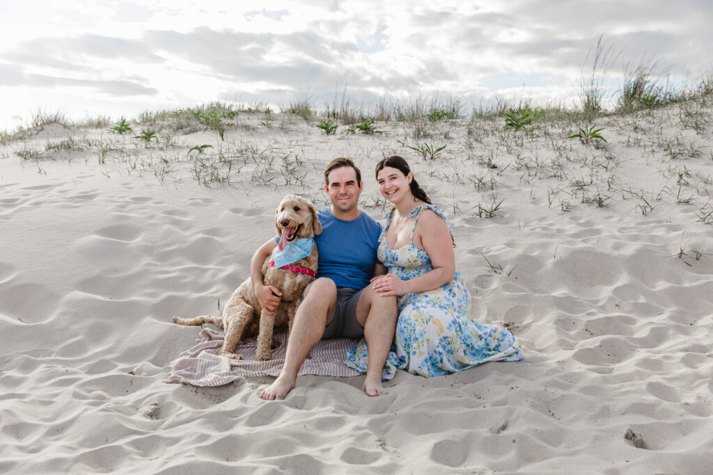 Cape May NJ engagement session on the beach at sunset
