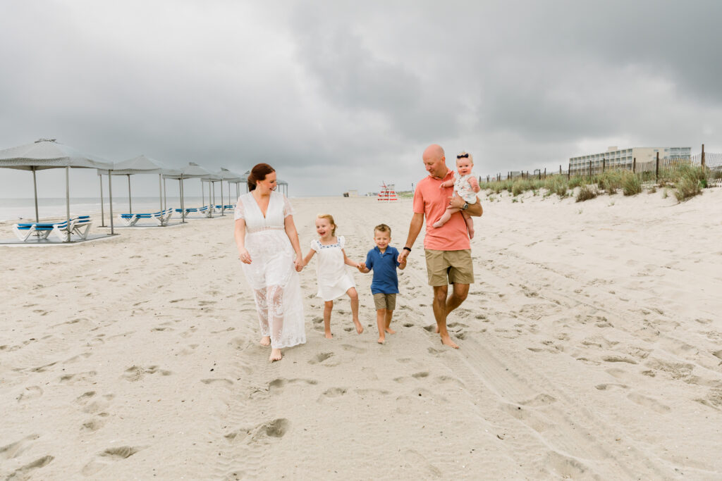 Cape May NJ family session on the beach at sunset