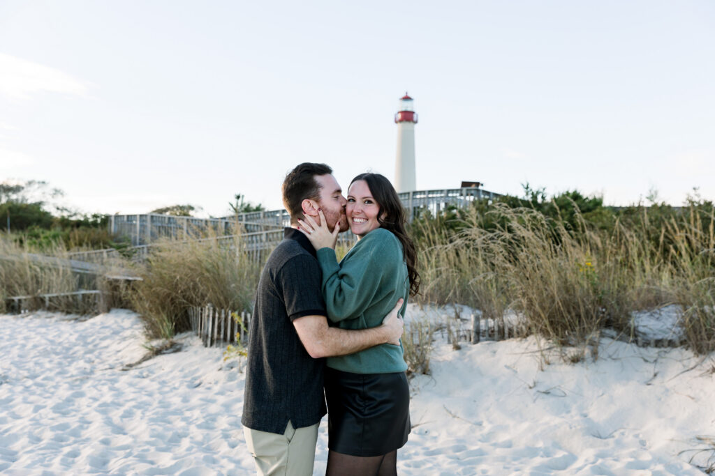 Cape May NJ engagement session on the beach at sunset