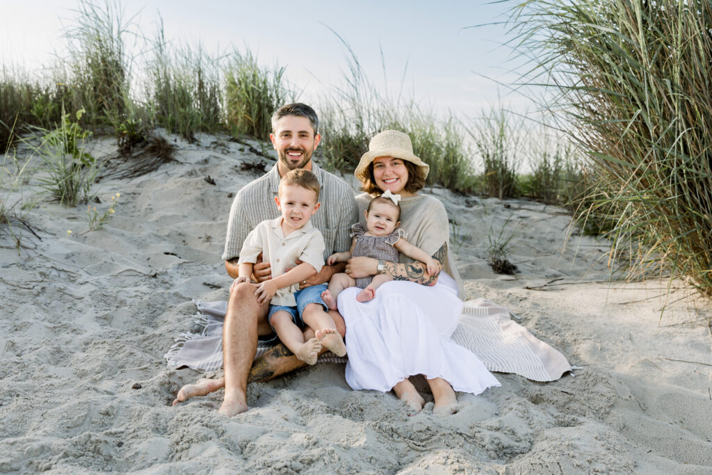 Cape May NJ family session on the beach at sunset